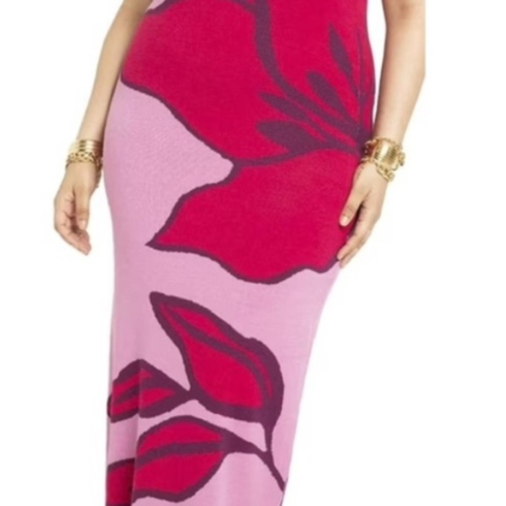 Pink and Red Floral Maxi Dress
